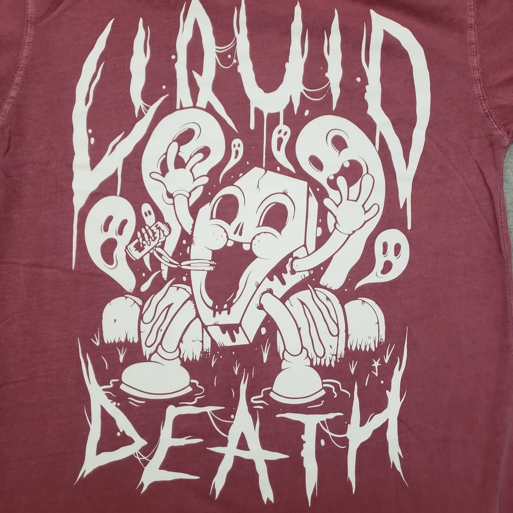 Liquid Death Shirt Mens Small Red Short Sleeve Ghosts‎